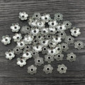 Antique Silver Tone Small Flower Shaped Metal Bead Caps view 4