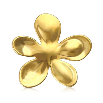 Polished Five Petal Sculptural Flower Brooch in Two Tones