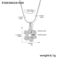 Flower Pendant Necklace Imitation Pearl Stainless Steel Chain view 6