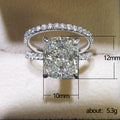 Oversized Rectangular Clear Solitaire Two-Ring Set In Silver Tone view 5