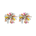 Pair of Metal Tone Multicolor Enamel Firework Stud Earrings view 5