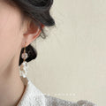 Gold Tone White Leaf And Pale Pink Stone Cluster Hook Earrings view 4