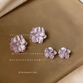 Lilac Pearlescent Flower Stud Earrings Two Designs view 2