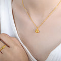 Metal Teardrop Pendant Necklace Gold And Steel Tone view 1