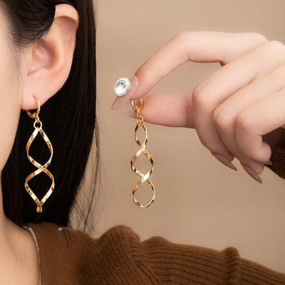 Primary supplied view of spiral ribbon hook and huggie earrings