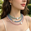 Five Color Sparkling Round Bead Necklaces With Carabiner Clasps view 2