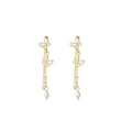 White Butterfly Pearl Look Chain Tassel Stud Earrings view 5