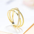 Gold Tone Crisscross Multi Band Rope Finger Ring Sizes 6-10 view 3