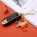 Striped Rooster Keychain With Gold Tone Ring and Lobster Clasp view 2