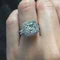 Radiant Cut Split Shank Crystal Ring in Polished Metal view 1