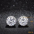 Silver Tone Crown Bezel Round Clear Stone Stud Earrings view 5