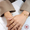 Double Layer Disc Bracelet Shell Acrylic Gold Steel view 3