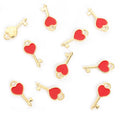 Tiny Heart Lock and Key Charms in Nine Enamel Color Options view 9