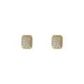 Gold Rectangular Pave Crystal Stud Earrings Rounded Square view 5