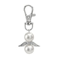 Pearl Bead Angel Keychain Silver Lobster Clasp Wings view 5