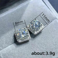 Silver Tone Square Clear Stone Halo Stud Earrings Jewelry view 5