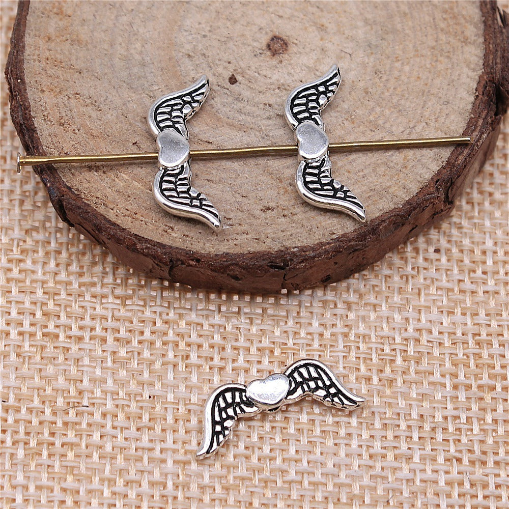 20x7mm 0.9g Zinc Alloy Heart Wing Loose Metal Beads for DIY Bracelet Necklace Jewelry Making