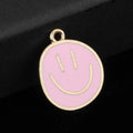 Enamel Smiley Face Charm Pendant Gold Tone Frame Six Colors view 3