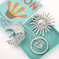 Rhinestone Moon Sun Ring Hanging Ornament Metal Tree Charm view 3