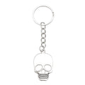 Silver Flat Skull Face Metal Chain Split Ring Keychain view 5