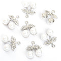 Double Pearl Cherry Charms in Gold and Silver Tones view 4