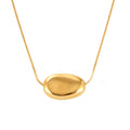 Large Polished Oval Bean Pendant Snake Chain Necklace Gold Tone view 5