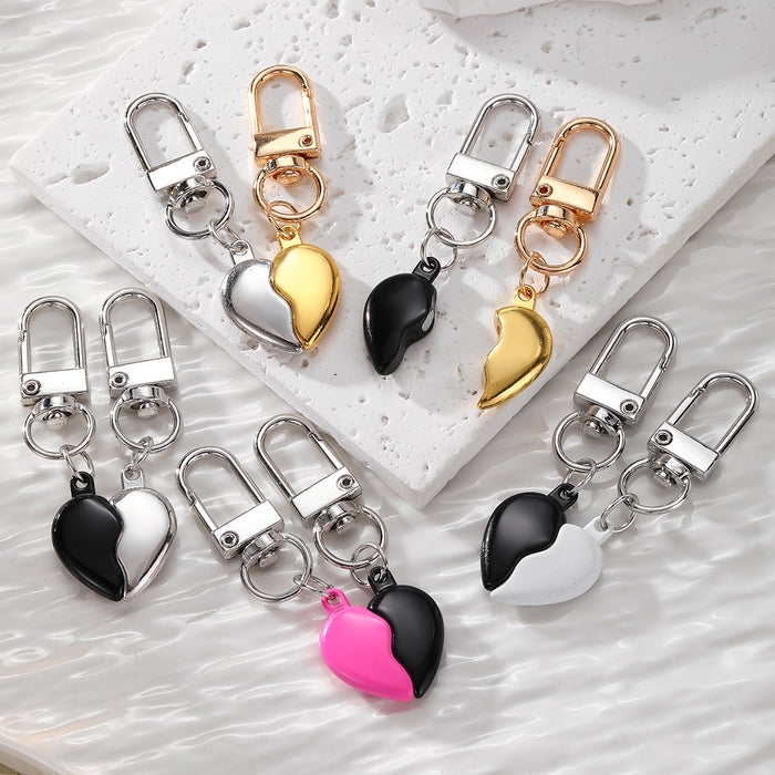 Matching Split Puffy Heart Clip Keychain Pairs in Five Colorways