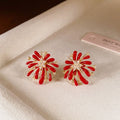 Firework Stud Earrings in Red Gold and Silver Tone Designs view 12