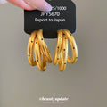Triple Layer Curved Hoop Earrings in Gold Tone Statement Jewelry view 4