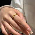 Gold Twisted Open Ring Matte Wave Texture Alloy Band view 2