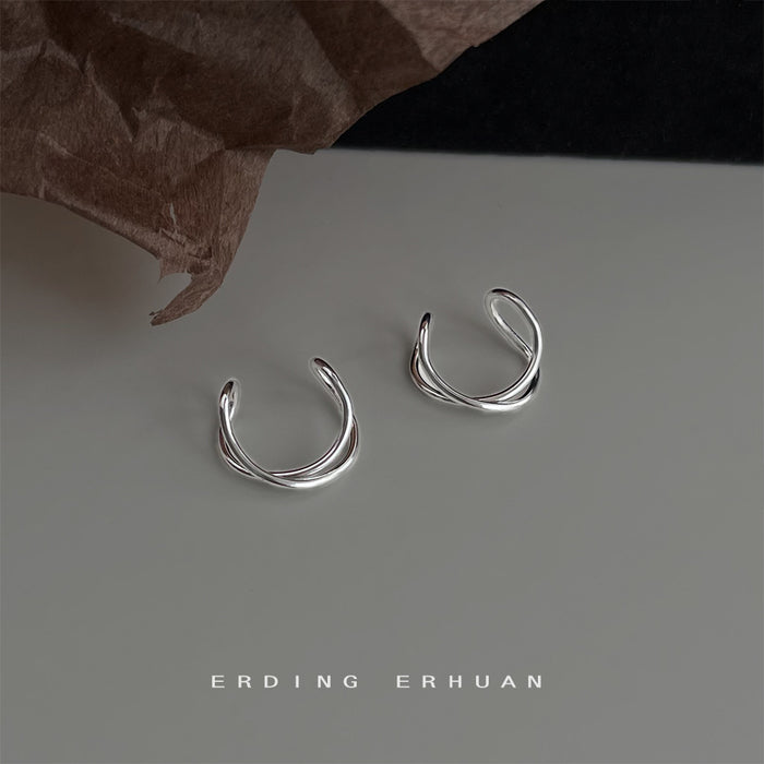 Silver-Tone Twisted Double Wire No-Pierce Ear Cuffs
