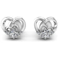 Layered Heart Crystal Stud Earrings in Three Metal Tones view 3