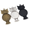 Owl Round Pendant Bezel Blank for Cabochon Craft Jewelry Making view 5