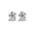 Silver Sculpted Flower Pearl Look Statement Stud Earrings view 5