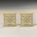 Square Clear CZ Micro Pave Stud Earrings Two Metal Tones view 5
