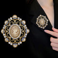 Gold Tone Silver Tone Woman Portrait Crystal Metal Brooch Pin view 4