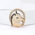 Enamel Horse Head Brooch in Gray or White Crystal Frame view 4