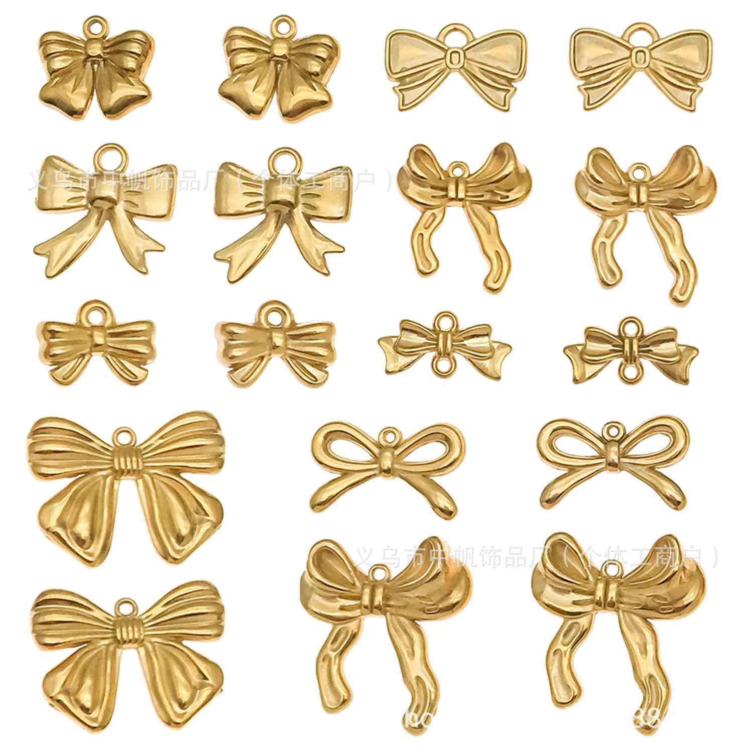 Gold Stainless Steel Vintage Bow Tie Butterfly Charm Pendant for DIY Bracelet Necklace Jewelry