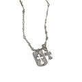 Rhinestone Dog Tag Cross Pendant Necklace Gold Silver Two view 5