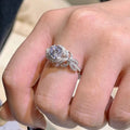 Clear Crystal Floral Cluster Silver Tone Ring Polished Jewelry Accessory view 3