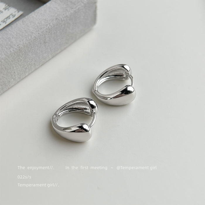 Silver Tone Polished Open Heart Shape Chunky Hoop Earrings