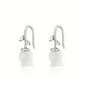 Silver White Acrylic Lily Flower Leaf Hook Drop Earrings view 5
