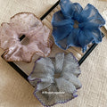 Sheer Mesh Polka Dot Gingham Oversized Scrunchie Trio view 2