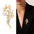 Elegant Pearl Bud Bouquet Brooch in Gold and Silver Tones view 2