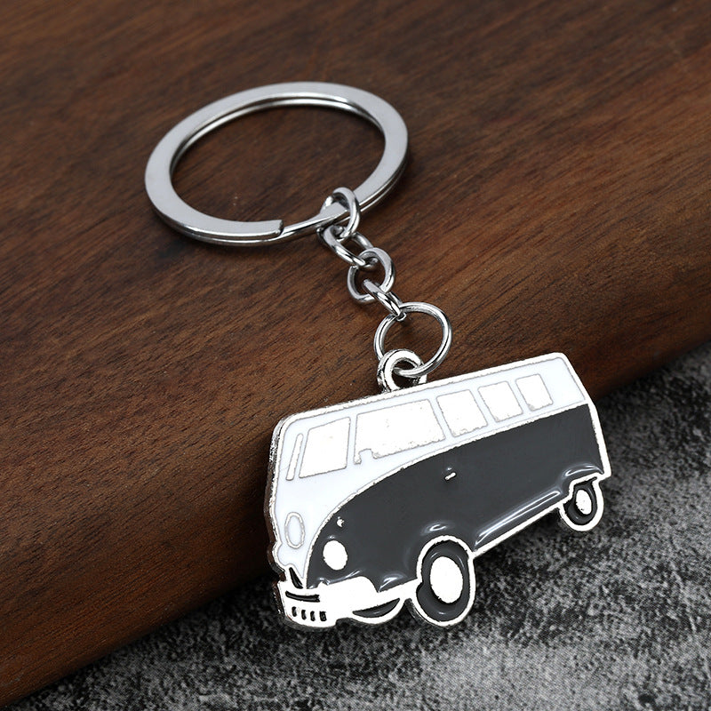 Mini Cartoon Bus Zinc Alloy Keychain for Kids and Gifts