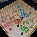 Gold Crystal Teardrop Bib Necklaces And Drop Earrings view 4