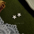 Gold Tone Clear Marquise Flower Crystal Stud Earrings view 3