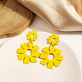 Matte Hollow Flower Double Layer Dangle Earrings Trio view 4