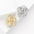 Crystal Rose Flower Brooch In Gold And Silver Tone view 1
