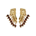 Gold Star Pearl Necklace Stud Earrings Tiger Eye Beads view 5